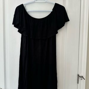 Casual Off the Shoulder Black Dress